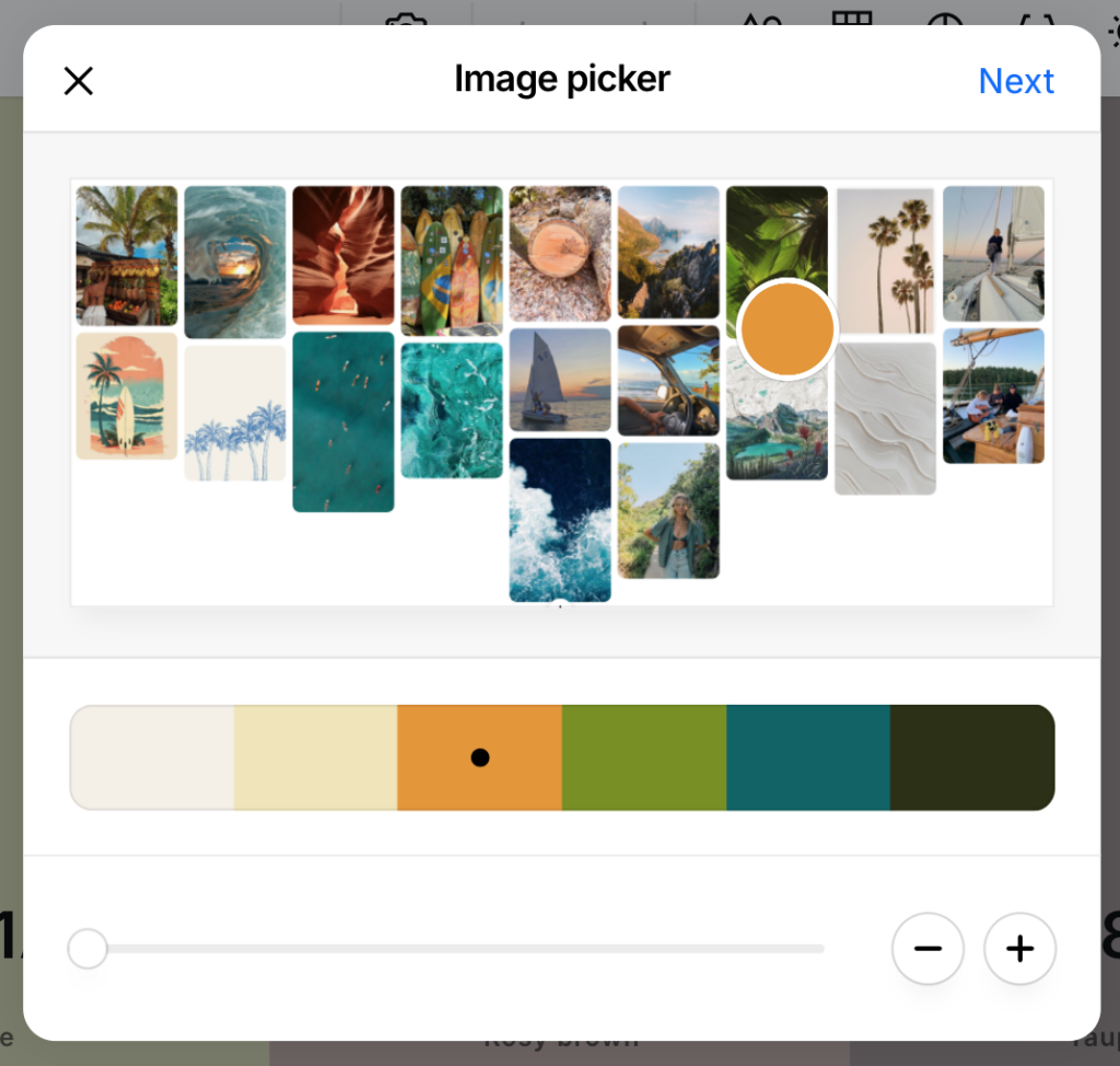 screenshot of coolors.co image picker for extracting color from an image.