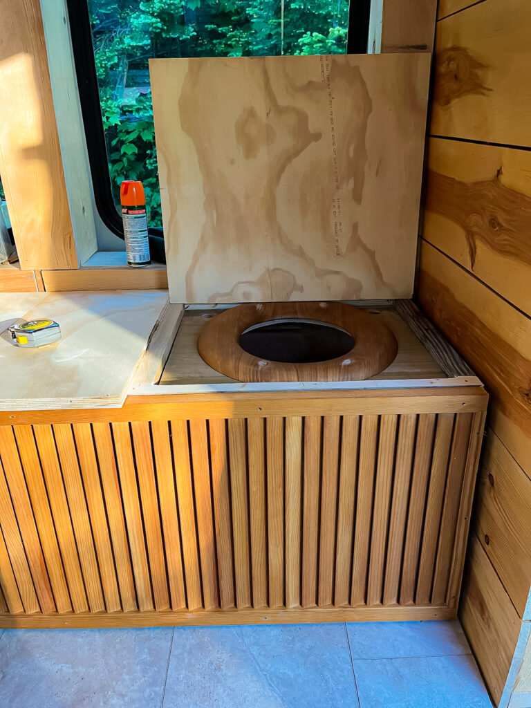 a wooden toilet.